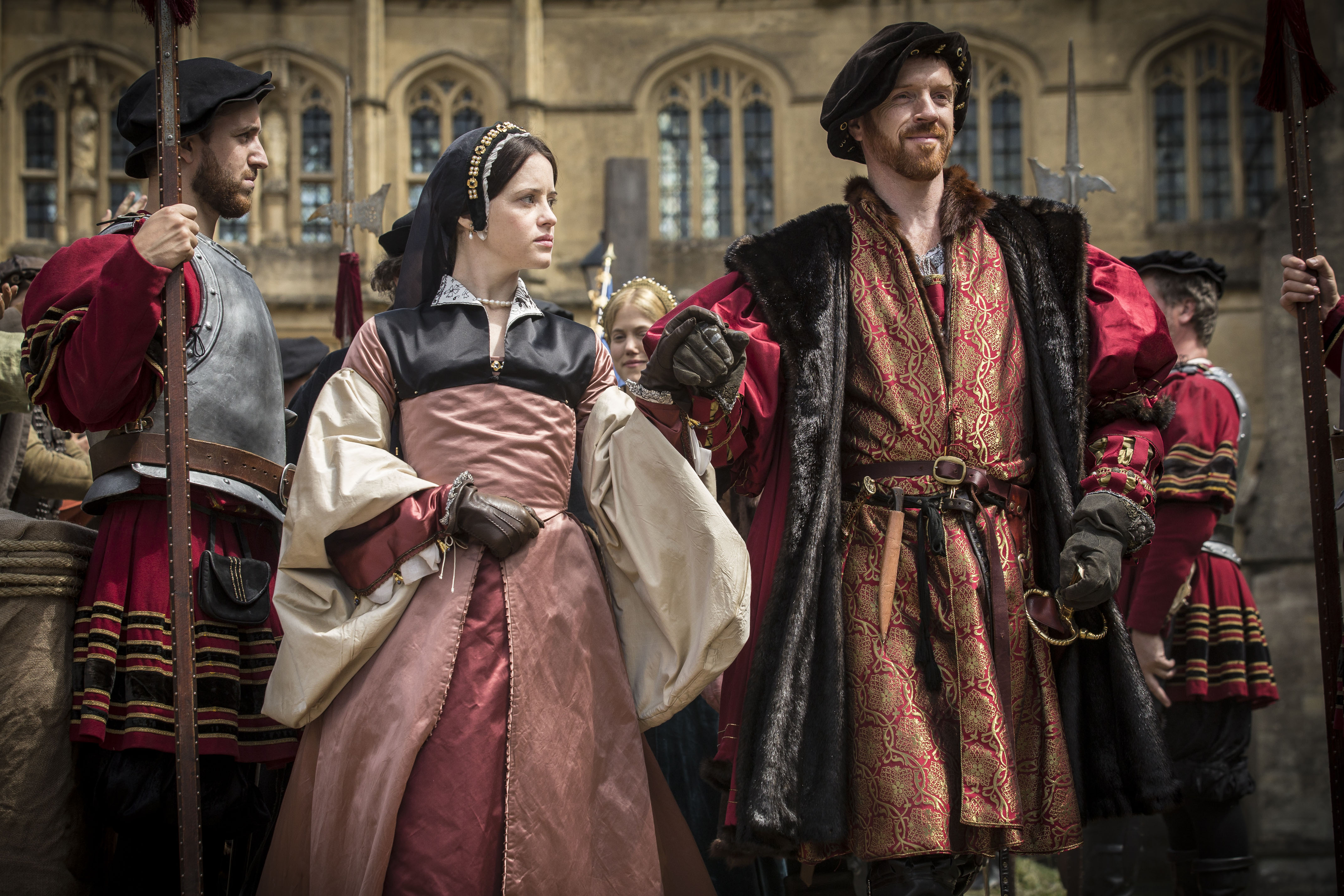 Programme Name: Wolf Hall - TX: n/a - Episode: Ep3 (No. 3) - Picture Shows: (L-R) Anne Boleyn (CLAIRE FOY), King Henry VIII (DAMIAN LEWIS) - (C) Company Productions Ltd - Photographer: Ed Miller
