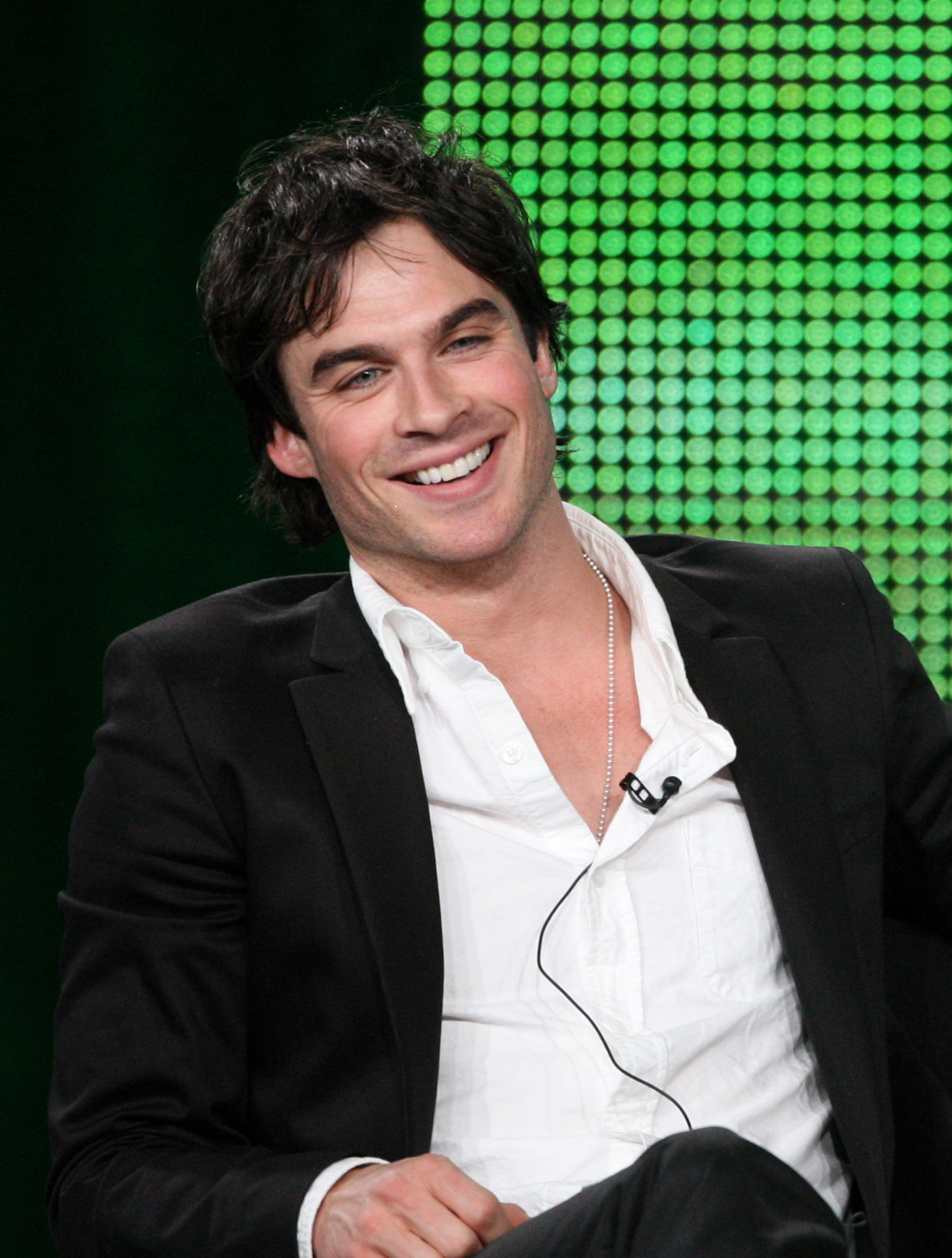 PASADENA, CA - JANUARY 09: Actor Ian Somerhalder speaks onstage at the CW "The Vampire Diaries" Q&A portion of the 2010 Winter TCA Tour day 1 at the Langham Hotel on January 9, 2010 in Pasadena, California. (Photo by Frederick M. Brown/Getty Images)
