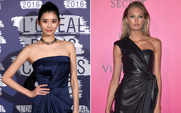 Ming Xi, à esquerda, e Romee Strijd, à direita. Foto: