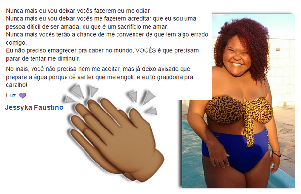 'O problema é eu ser gorda e estar muito bem com isso' 'O problema é eu ser gorda e estar muito bem com isso'