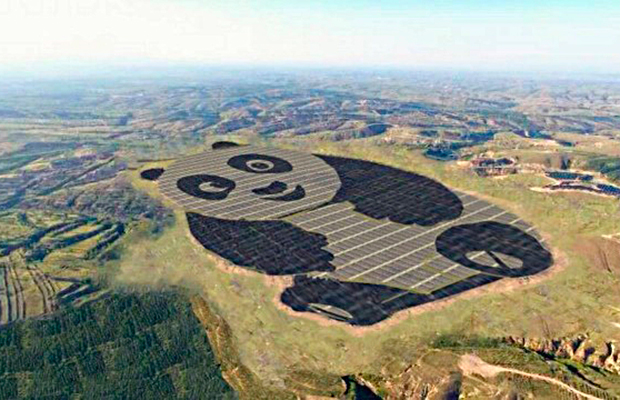 Fofão! China constrói estação de energia solar em forma de panda