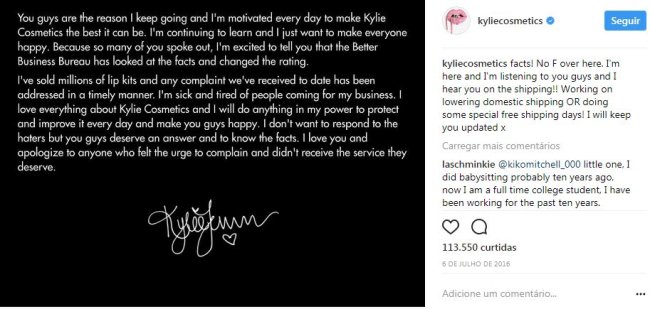 polêmicas Kylie Cosmetics nota péssima avaliação