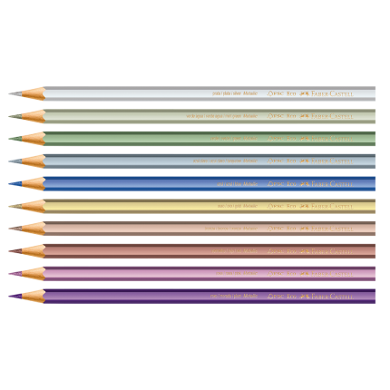 <span>Lápis De Cor <a href="https://www.saraiva.com.br/lapis-de-cor-faber-castell-metallic-10-cores-10285043.html">Faber Castell</a> Metallic 10 Cores (R$ 19,90*).</span>