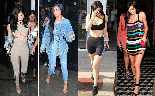 2017- no street style: Oi, sumida! Das poucas vezes em que Kylie foi fotografada pelos paparazzi, ela conseguiu emplacar a tendência do decote underboob e das botas transparentes.
