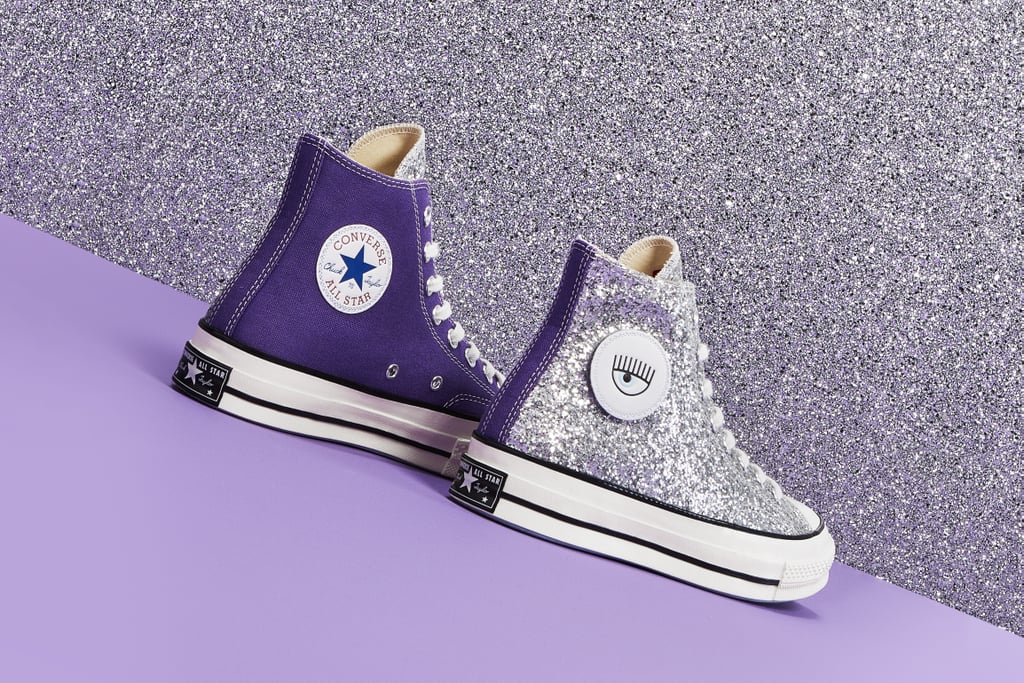 converse-chiara3 Uma parte do tênis é lisa e a outra é coberta com glitter.