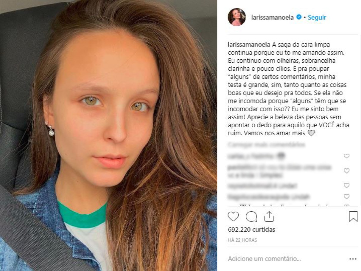 Larissa Manoela posta mensagem sobre aceitação... | Capricho