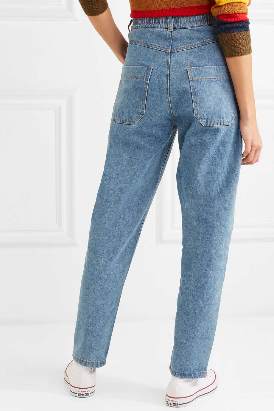 calça jeans cintura alta anos 80
