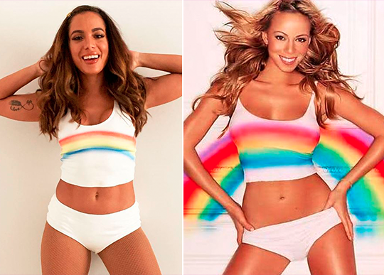 Anitta se inspirou no look Rainbow da Mariah Carey.