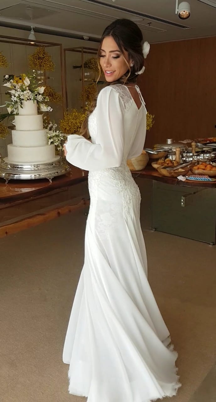 Detalhe de 2º vestido de noiva de Romana Novais.