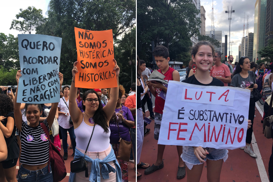 8 de março de 2019: Marcha Mundial das Mulheres na Avenida Paulista, em São Paulo.