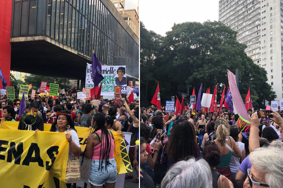 8 de março de 2019: Marcha Mundial das Mulheres na Avenida Paulista, em São Paulo.