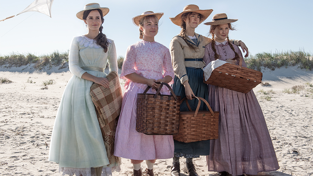 Emma Watson, Florence Pugh, Saoirse Ronan, Eliza Scanlen em Adoráveis Mulheres.