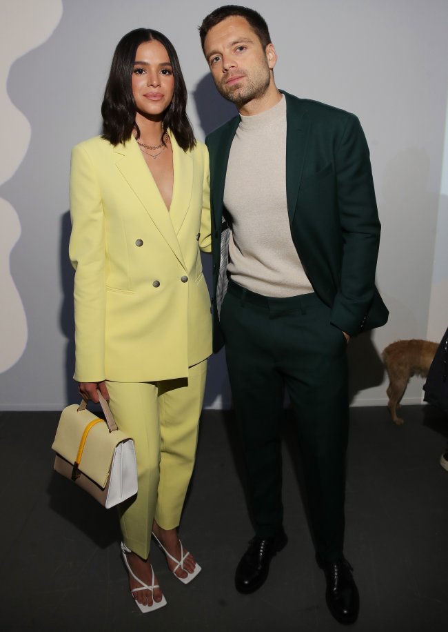 bruna-marquezine-Sebastian-Stan Bruna Marquezine e Sebastian Stan no desfile da Boss na Semana de Moda de Milão