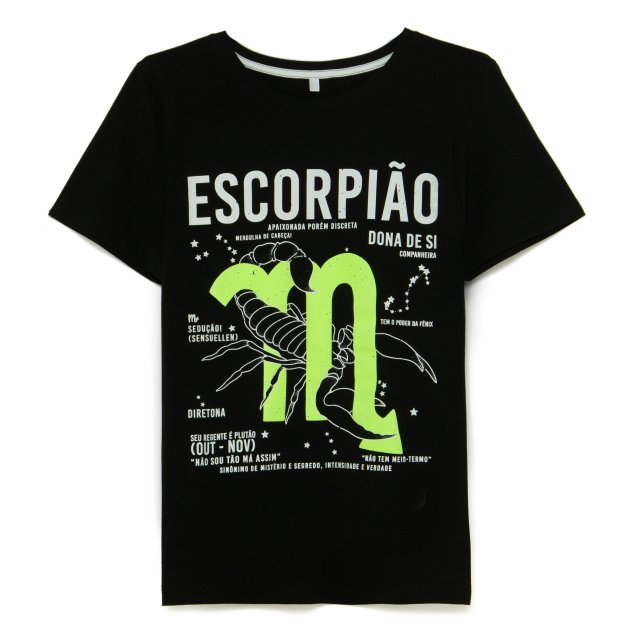 Camiseta Signo de Escorpião, Riachuelo, R$ 39,90*.