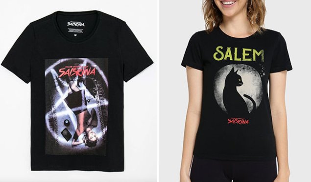 Camisetas O Mundo Sombrio de Sabrina ,da Renner (R$ 49,90*), e também da Riachuelo (R$ 29,90*).