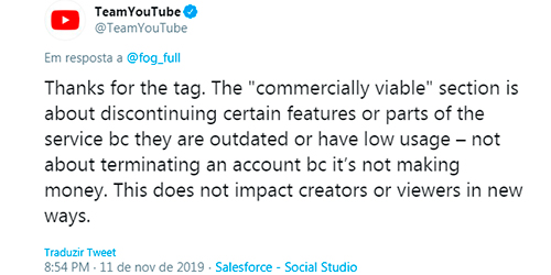 YouTube pode excluir contas que não sejam rentáveis para a plataforma