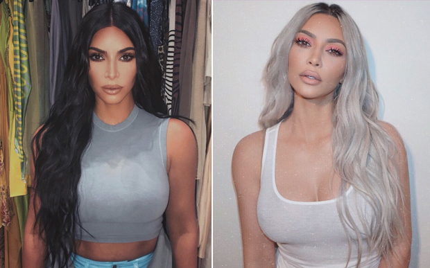 Kim Kardashian loira e morena