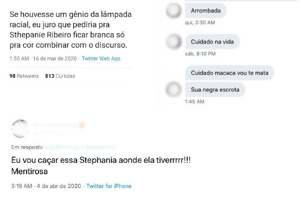 Ameaças que a escritora e ativista Stephanie Ribeiro recebeu online