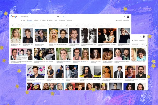 <em>Quando digitamos no Google "famous crush" ou "crushes famosos", a maioria das buscas apresenta homens brancos, como Dylan Sprouse, Noah Centineo, Liam Hemsworth, Shawn Mendes e Justin Bieber.</em>