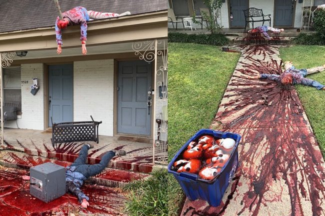 Artista se empolga com decoração de Halloween e polícia cai em “massacre fake”