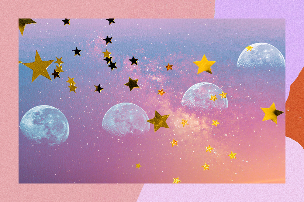 ilustração de lua e estrelas horoscopo