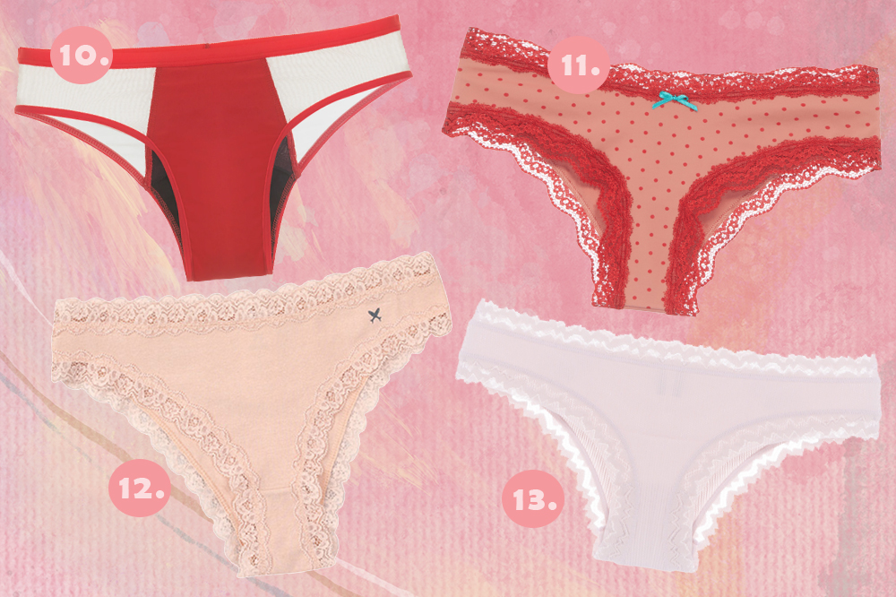 calcinhas-ano-novo-vermelha-laranja Montagem com calcinhas vermelhas e rosas para o Ano Novo em fundo rosa