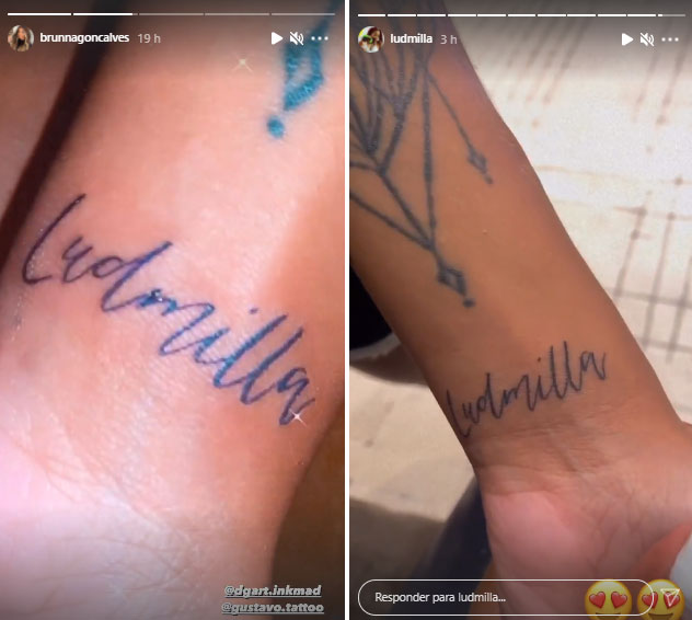 Brunna Gonçalves faz tatuagem com nome de Ludmilla