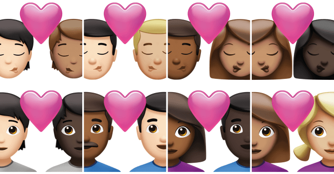 Emojis de casais inter-raciais serão lançados pela Apple - finalmente!