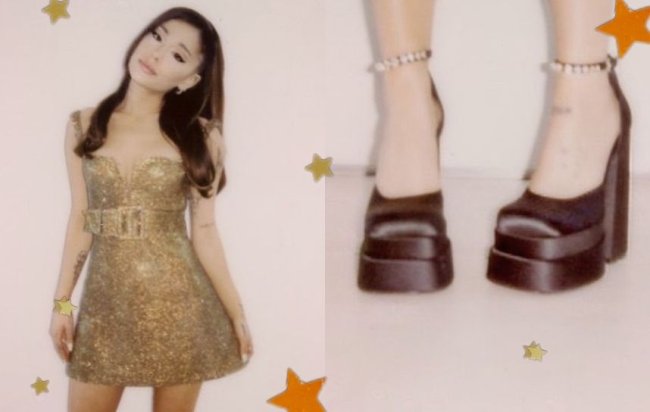 Ariana Grande aparece com vestido dourado e perfeito Ariana Grande aparece com vestido dourado e perfeito