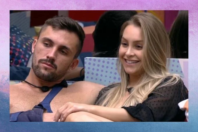 Arthur com semblante sério e Carla Diaz sorrindo no BBB21