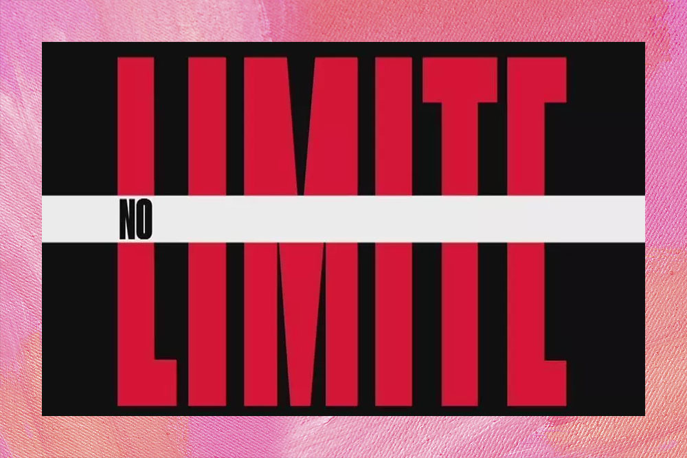 Logo do reality show com a palavra "Limite" escrita em caixa alta na cor vermelha com uma faixa branca passando ao meio com a palavra "no"