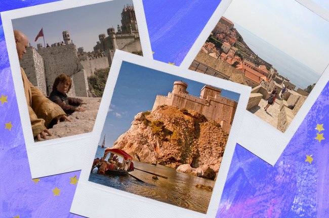17 viagens que todo nerd vai querer fazer no pós-pandemia Montagem sobre fundo azul com fotos de Dubrovnik