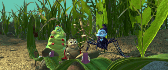 vida-de-insetos Uma lagarta, um besouro, uma aranha e um bicho-pau fazem pose junto no meio da grama