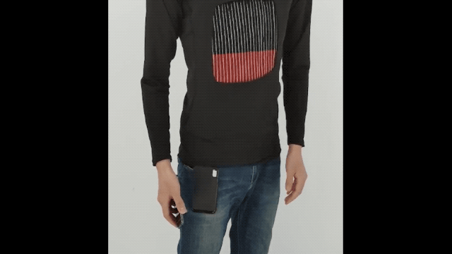 tecidorecarregavelnacamiseta Gif com camiseta recarregável em ação