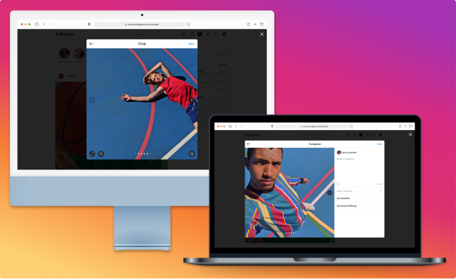 Postar pelo computador e mais: veja as próximas novidades do Instagram Montagem mostrando a funcionalidade de criar conteúdo para o feed do Insta pelo Desktop