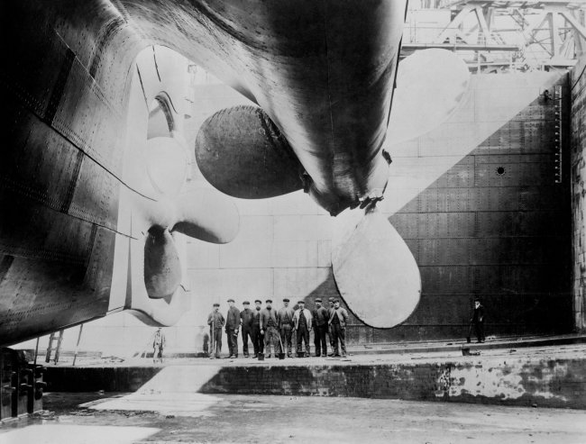 Fotografia das hélices do Titanic