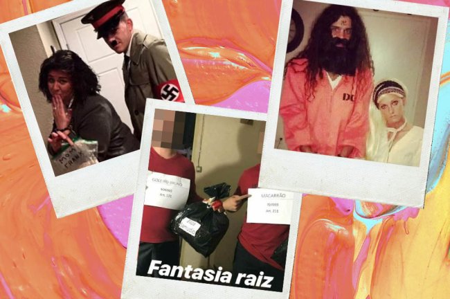 “Fantasias” que não são (mais) admissíveis serem usadas em festas Pessoas fantasiadas de Goleiro Bruno, Charles Manson e Hitler