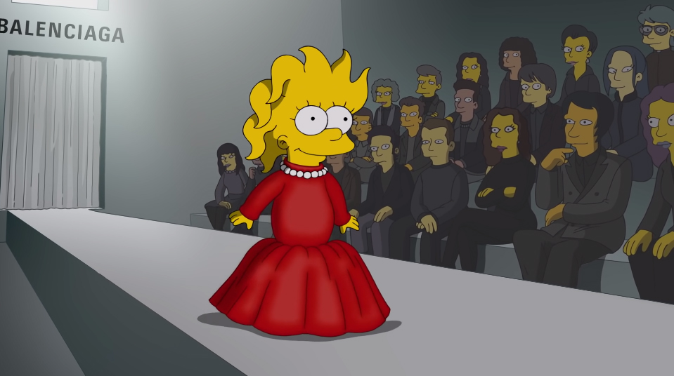 Lisa, de Os Simpsons, desfilando em passarela da Balenciaga na semana de moda de Paris