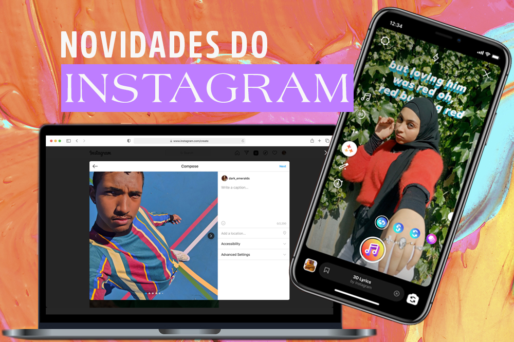 Montagem mostrando as novidades do Instagram