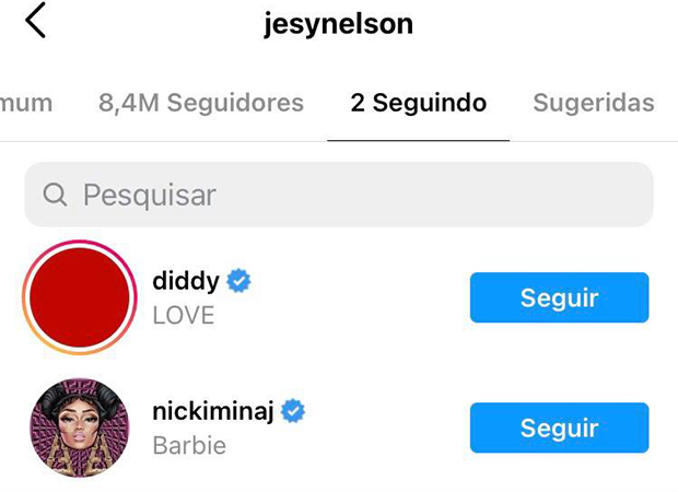 print que mostra que Jesy Nelson não segue mais as meninas do Litttle Mix no Instagram