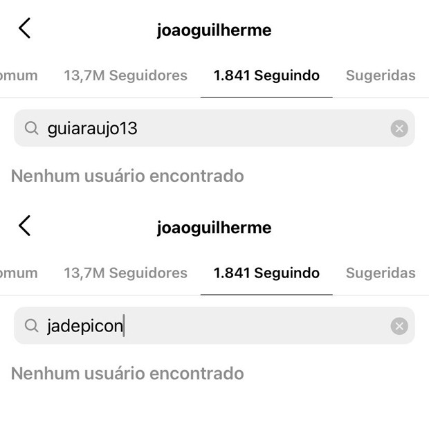 Print conta do instagram João Guilherme