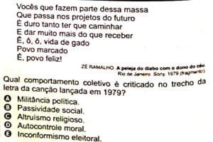 Pergunta do Enem 2021 que cita a música Admirável Gado Novo, de Zé Ramalho
