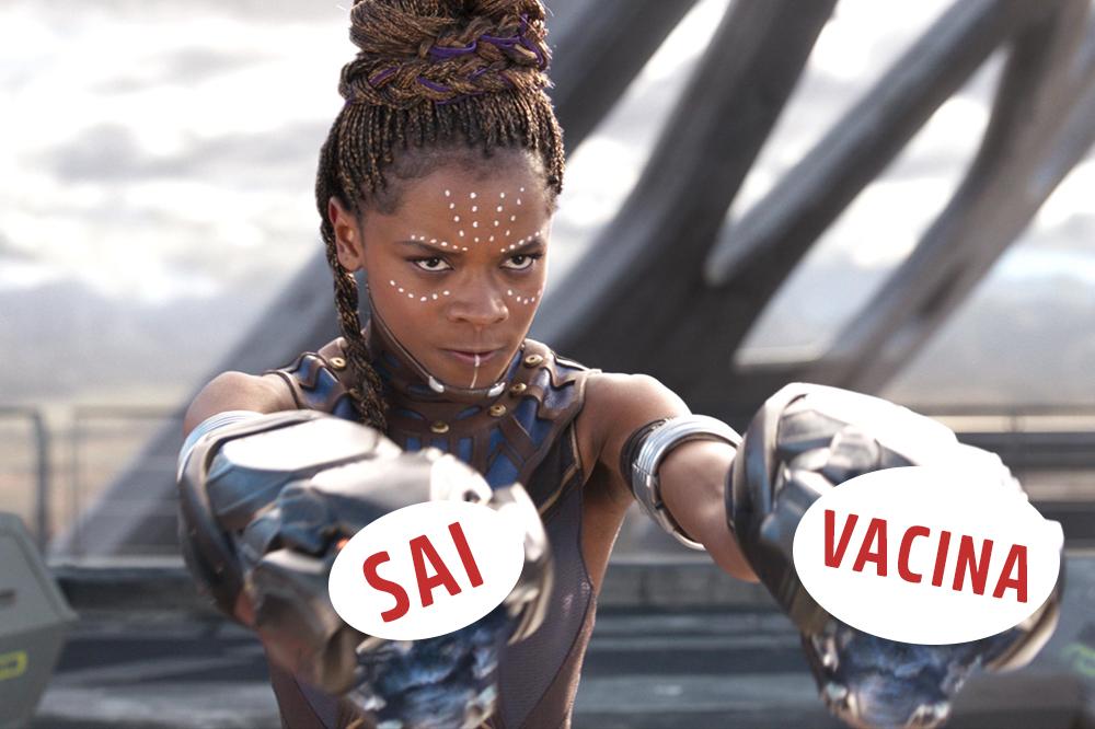 Foto de Letitia Wright no papel de Shuri, de Pantera Negra