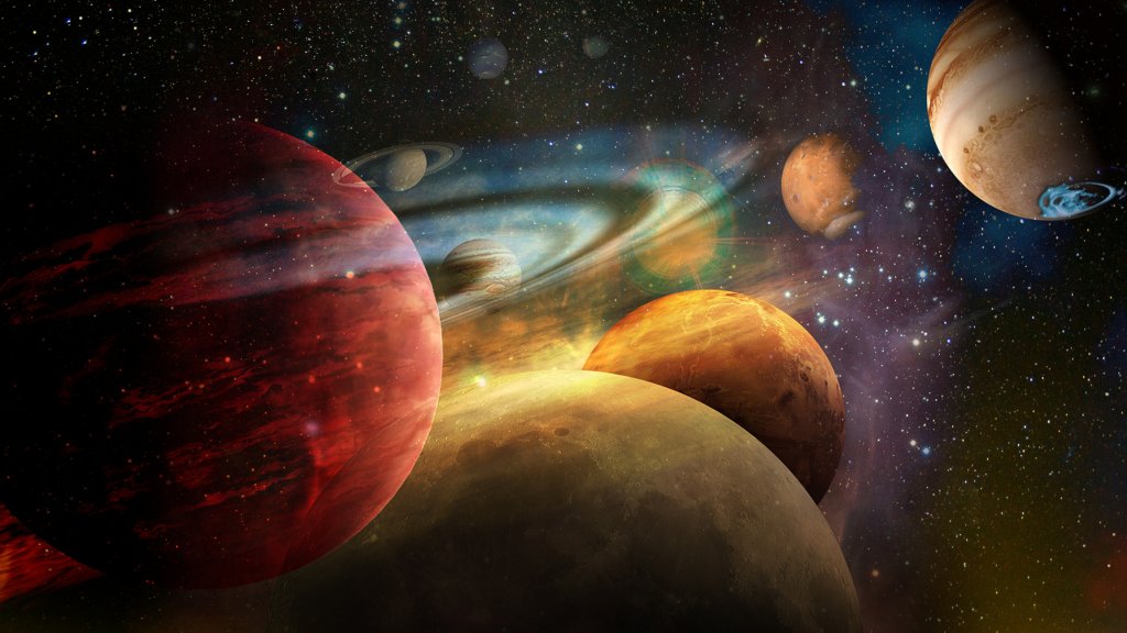 Imagem de planetas no espaço sideral