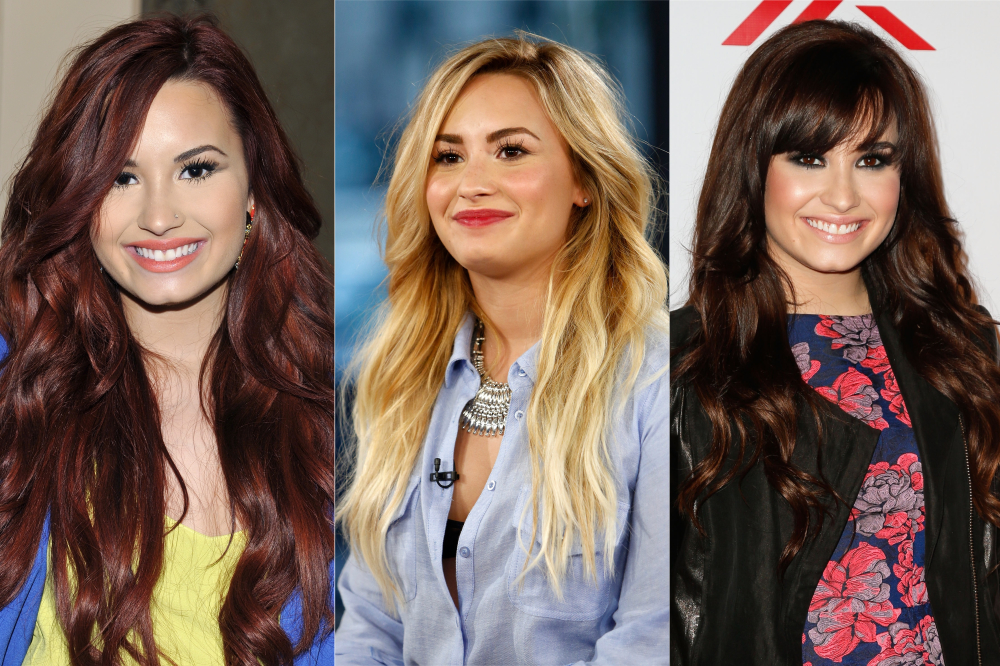 Os cabelos de Demi Lovato em 2012: vermelho, loiro e com franjinha