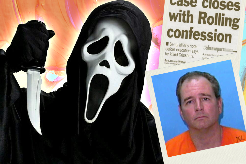 Montagem com a foto do Ghostface, de Pânico, e do serial killer Danny Rolling