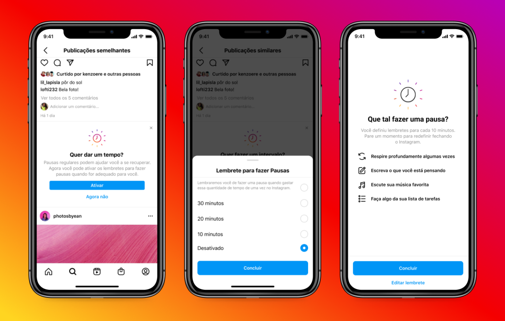 Foto de divulgação da ferramenta Take a Break, do Instagram