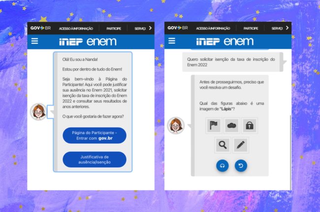 Enem Print da página do participante, com a ilustração dos passos explicados.