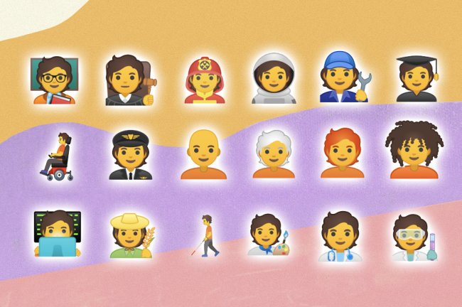 Emoji de gênero neutro representados por várias profissões