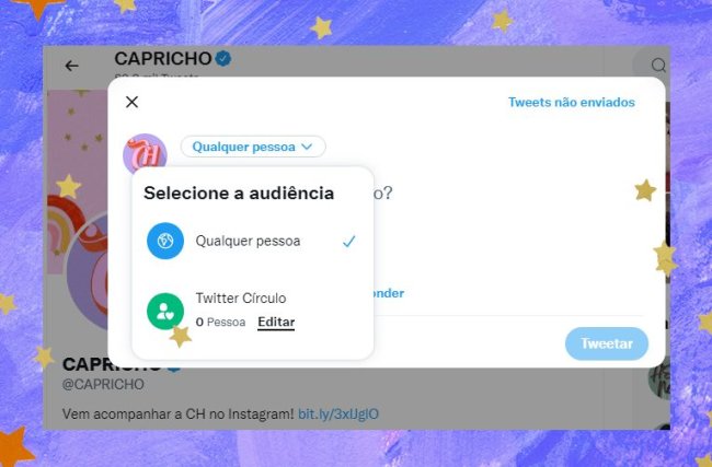 print da página inicial do twitter, na parte de postagem, onde mostra a atualização